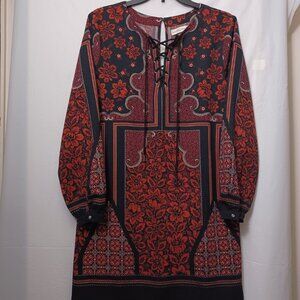 ABERCROMBIE & FITCH BOHO PASLEY LACE UP SHIFT MINI DRESS